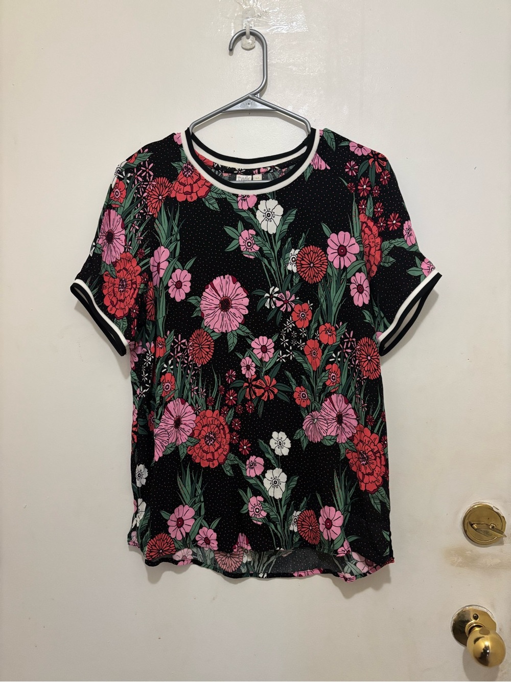 Twik by Simons Floral Short Sleeve Top Size Large